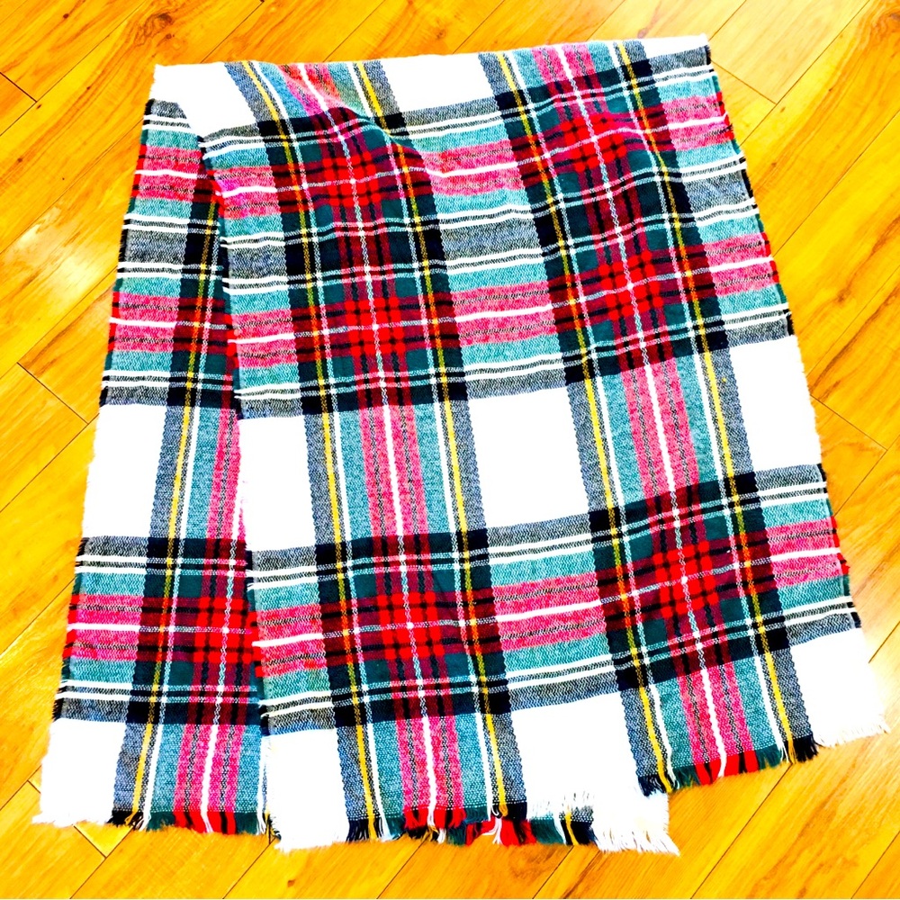 Berkshire plaid large winter scarf wrap holiday winter Christmas red green white